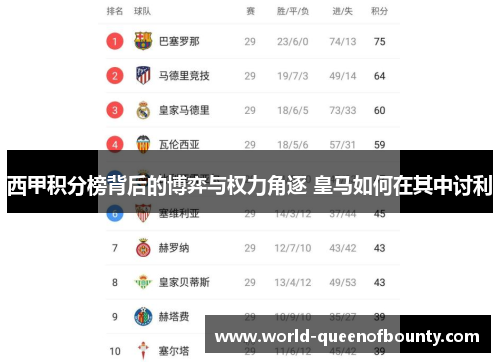 西甲积分榜背后的博弈与权力角逐 皇马如何在其中讨利